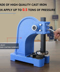Heavy Duty Cast Iron Manual Arbor Press Rock Solid Benchtop Leverage Machine for Stamping Bending Metal Forming with 0.5 ton capacity.