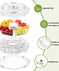 Bar Ready Ice Serving Lazy Susan With Four Removable Dishes And Smooth Rotating Tray For Condiments, Fruit, Salad And Party Garnish