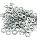 120 Pcs M8 Split Lock Washers 304 Stainless Steel Spring Lock Washers With Plastic Box, shown piled up, ideal for DIY projects and repairs.