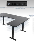 Rock Solid U Shaped Standing Desk Converters 83 By 60 Inches Black Sit Stand Converter with adjustable height and presets.