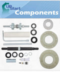 Do It Yourself Washer Tub Bearing And Seal Kit With Installation Tools For Quick At Home Fix W10447783 W10435302 280145 Hub Kit Included For MVWB850YG1 Replacement, bearings and seals laid out