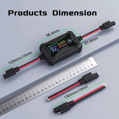 Dimensions of 10 Amp 12 Volt MPPT Solar Charge Controller For Gel, AGM Lead-Acid And LiFePO4 Batteries with ruler