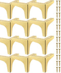Gold 4 Inch Metal Furniture Leg Set 12 Pack Replacement Feet For Table Cabinet Sofa Dresser Couch Cupboard Chairs Ottoman Includes 48 Screws And Triangle Mount For Quick Durable Modern Makeover displayed with screws