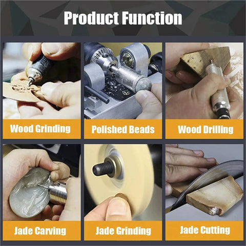 Aoxhugb 350W Lapidary Machine And Stone Polishing Bench Lathe For Grinding, Cutting, And Woodworking in action performing wood grinding and jade carving.