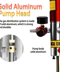 Solid aluminum pump head of Heavy Duty Pneumatic Grease Pump With 50 To 1 Ratio, Air Operated High Pressure Grease Gun