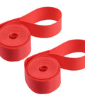 Red PVC Rim Tape For 700C 27 Inch Bike Wheels, Rim Liner Strip To Protect Inner Tube And Prevent Flats, Durable Pair Displayed