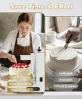 Person using Commercial Cake Icing Machine With Smart LCD Panel, 36cm Turntable for smooth cake frosting