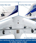 Close-up of carbon fiber tubes and stabilizers on 64mm Marlin EDF RC Jet Plane PNP for adults high speed hobby aircraft.