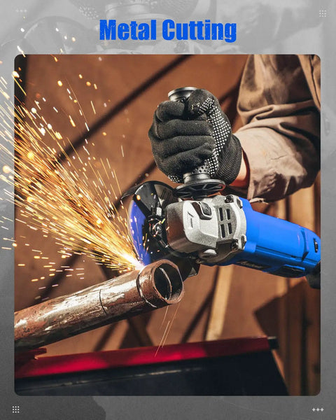 Beefy Four And A Half Inch Angle Grinder With 1000W Motor And 7 Variable Speeds Reaching Up To 11,500 RPM cutting metal pipe