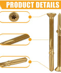 Close-up view of Heavy Duty Number 14 X 2-3/4 Inch Trailer Deck Screws With Bronze Ceramic Coating and Reamer Tek Star Heads.