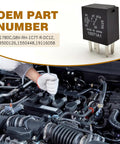 Image of a mechanic working on an engine, showcasing a two piece fuel pump relay set with OEM part number.