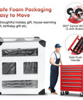 Packaging with Seven Drawer Rolling Tool Chest With Lockable Metal Cabinet On Wheels For Garage Workshop And Warehouse Use Built Tough Heavy Duty Tool Storage Cabinet With Large Capacity Drawers Top Work Surface And Secure Lock System