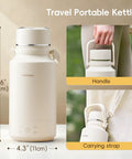 On The Go 1Liter Electric Kettle Portable Travel Kettle, 304 Stainless Steel, shown with handle and carrying strap.