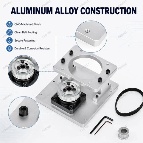 Rock Solid Hollow Rotary Actuator With Fine Tune Belt Tension Cnc Machined Aluminum Plate For 86Mm Stepper Motor showing aluminum alloy construction and secure fastening.