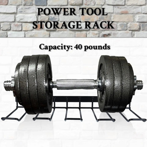 Power Tool Organizer Wall Mount and Drill Holder 2 Pack Black Steel Racks for Garage Holds Four Tools 80 Lb Capacity
