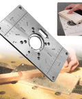 Beefy Aluminum Router Table Insert Plate for Woodworking, Heavy Duty Table Top Mounting Plate with Scales, in use