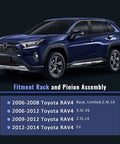 Straight Up Durable Power Steering Rack And Pinion For Toyota Rav4 2006-2012 EV 2.4L 2.5L with vehicle fitment chart.
