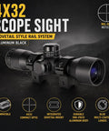 4x32 Hunting Scope For RWS Model 34 22 Caliber Pellet Rifle With Mil Dot Reticle And Dovetail Mount, side view display.