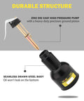 DOWELL pistol pump oiler and metal oil can, black body, 16 oz (500 ml), two-piece set with 2 straight spouts