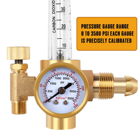 Brass Argon/CO2 welding gas regulator with vertical flow meter and gauge