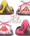 24 Pack Erupting Volcano Science Kit with Valentines Cards for Kids, featuring colorful lava and themed tags for classroom parties.