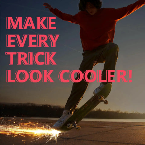 Skateboard spark plate for bold tricks and daring rides black elevate your ride with a sick spark show easy mount on any deck safe installation for street and park sessions creating sparks on asphalt