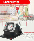 Square Magnet Button Cutter For Paper And Photos, 2x2 Inch Punch Cutter with metal handle, high-strength blade, and thickened base