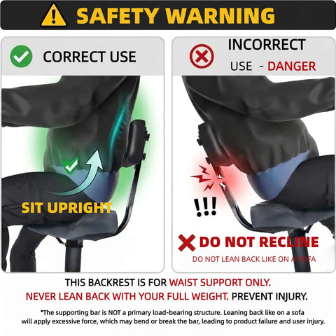 Oversized Bike Seat With Backrest For Maximum Comfort On Long Rides Wide Bicycle Saddle Replacement For Tricycle Electric Commuter And Stationary Bikes Soft Thick Foam Padding Waterproof Adjustable safety warning correct upright use