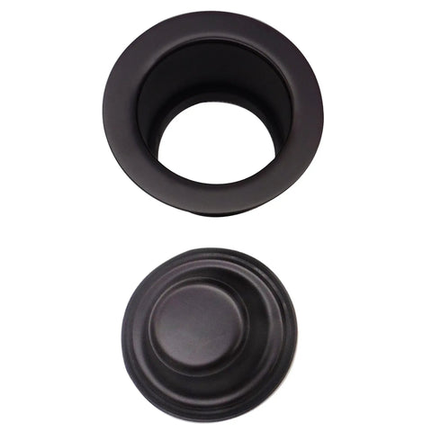 Combo Pack 3-1/2 Inch Wing Nut Twist Style Kitchen Sink Basket Strainer With EZ Mount Waste Disposal Drain Flange And Stopper In Oil Rubbed Bronze Solid Brass Construction Easy Install Fits Most EZ Mount Disposals, top view