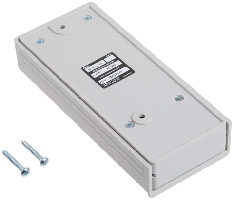 Back view of Keyless Entry Garage Door Keypad Universal Wireless Pad For Most Openers, includes screws, white casing