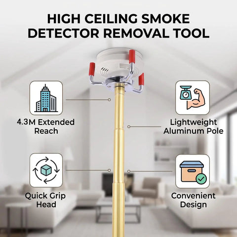 4.3 Meter Extended Smoke Detector Removal Tool Handles Those High Ceilings With No Sweat So You Can Skip The Ladder Drama And Tackle Vaulted Room Maintenance Or DIY Fixes Fast