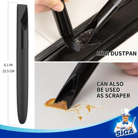 Grout Cleaning Brush Set With V Shape Edge Brush Deep Cleaning Brush Detail Brush With Silicone Scraper Mini Dustpan And Scraper shown in use