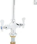 Two Handle Pantry Faucet With 10 Inch Gooseneck Swing Spout Deck Mount 1 Hole Satin Chrome Plated Brass Kitchen Sink Faucet