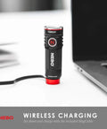 Beast Mode Bright Rechargeable Pocket Flashlight With 1000 Lumens, 5 Modes, Magnetic Base, USB charging shown on desk.