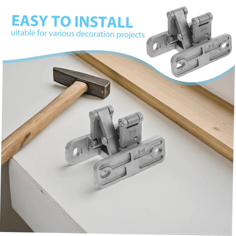 Front view of two heavy-duty stainless steel invisible door hinges for indoor/outdoor use.