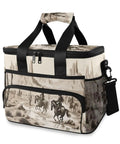 Insulated Lunch Cooler Bag With Shoulder Strap For Picnic Hiking Camping And Work Reusable Lunch Box 15L, cowboy design