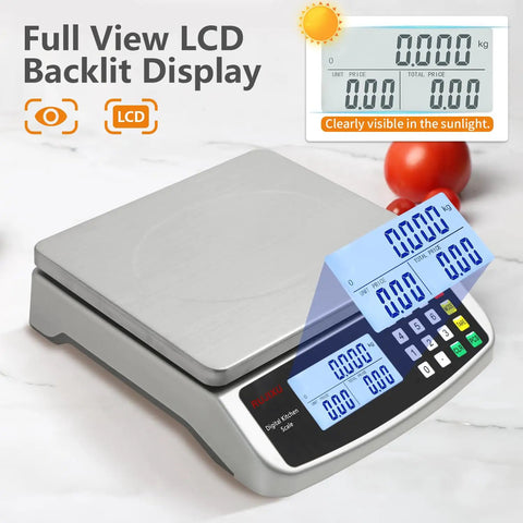 Massive 88Lb 40Kg Digital Kitchen Scale With 0.05Oz 1G Precision Price Computing Stainless Steel 304 Large LCD Display