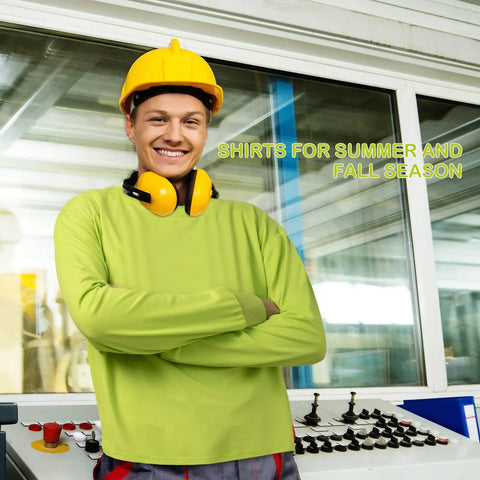 High Visibility Long Sleeve Work Shirts 6 Pack Yellow Safety Tees For Men And Women Quick Dry Sun Protection Construction Crew Neck Tops