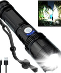 90000 Lumens Rechargeable Flashlight Beast Mode Bright With 5 Modes Handheld LED Light for Home Emergencies and Camping IPX5 Waterproof