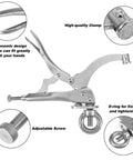 Two Pack 9 Inch Drill Press Locking Clamp Set With Heavy Duty Grip Clip, Titanium Plated 1045 Steel For Anti Corrosion, Ergonomic Handle Designed For Comfortable Grip And Tight Secure Hold, Ideal Drill Press Accessories.