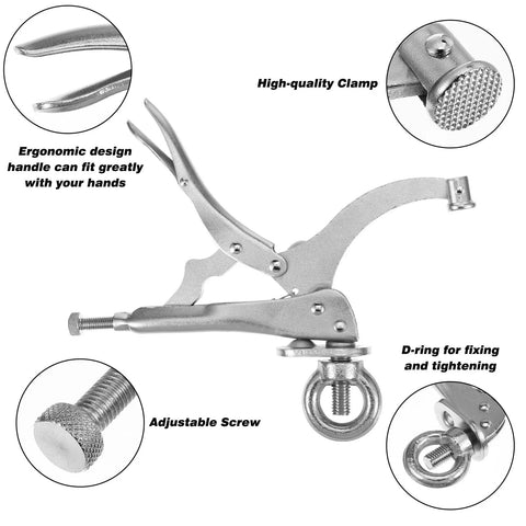 Two Pack 9 Inch Drill Press Locking Clamp Set With Heavy Duty Grip Clip, Titanium Plated 1045 Steel For Anti Corrosion, Ergonomic Handle Designed For Comfortable Grip And Tight Secure Hold, Ideal Drill Press Accessories.