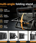 Multi-angle folding stand for Hard As Nails Rugged Windows 11 Tablet With 16GB Ram And 256GB Storage, adjustable 0-180°.
