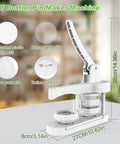 Front view of white plastic 58mm button maker machine for DIY crafts