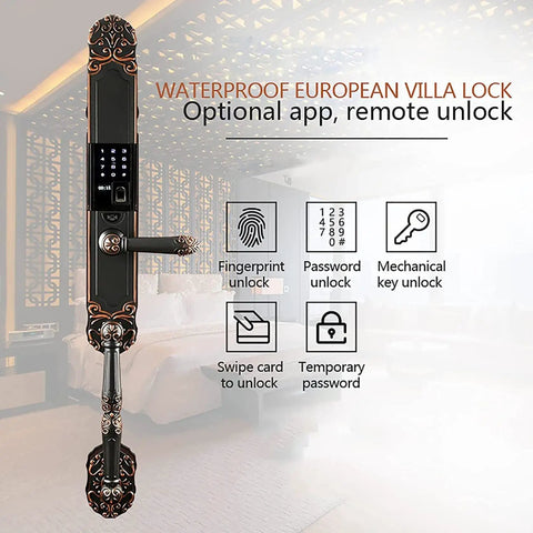 No Sweat Smart Keypad Deadbolt Keyless Entry Door Lock With Auto Lock And Anti Peek Password Guard For Front Porch, waterproof with fingerprint and app unlock.