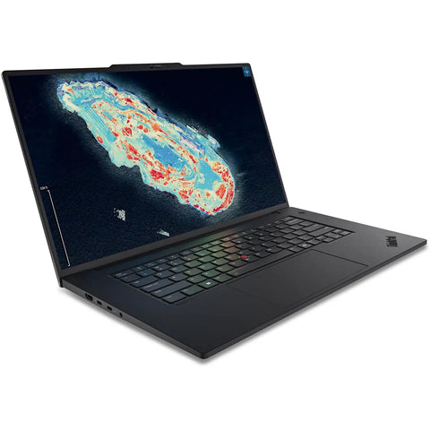 ThinkPad T1g Gen 8 AI Laptop With Ultra 9 285H VPro, 16 Inch 4K Display showcasing a map, black color