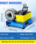 Industrial Grade Pneumatic Hydraulic Hose Crimping Machine With Air Over Oil Technology For Straight Up Reliability And Serious Grip On 40Mpa High Pressure Tasks, showing dimensions and specifications.
