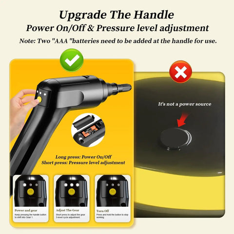 Upgrade handle of Powerful 2500W Handheld Steam Cleaner With 3 Level Adjustable Handle And 16 Accessories for power control.