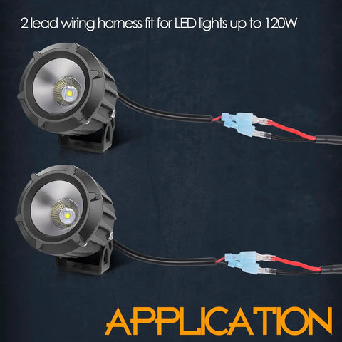 Two Lead Wiring Harness Kit For Motorcycle ATV Snowmobile With Handlebar Switch 12V 40A Relay Fuse Plug And Play Waterproof Nylon Wiring Harness For LED Light Bars Fog Lights Driving Lights Pods