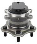 Front view of Rear Wheel Bearing And Hub Assembly For Nissan Rogue And Rogue Select With ABS, 5-Lug, 1 Piece Plug-N-Play Drop-In Replacement.