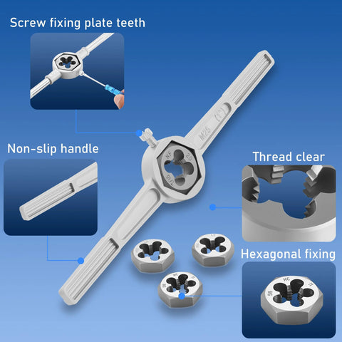 Anfrere 116-piece tap and die set for SAE and metric sizes with T-handle wrench and assorted dies